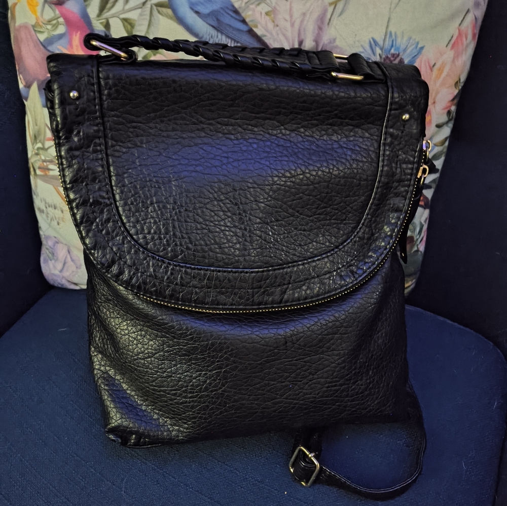 Underground Elegant Black Leather Backpack.